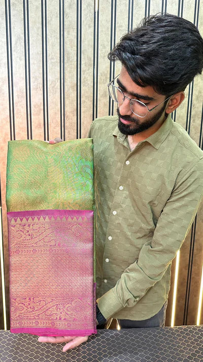 Green Shade Kanjivaram Soft Tissue Silk Saree
