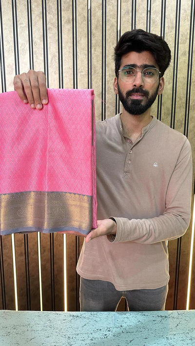 Light Pink Colour Kanchi Kora Silk Saree