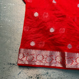 Pretty Red Georgette Khaddi Banarasi Saree