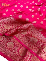 Rani Pink Semi Khaddi Georgette Buti Banarasi Saree