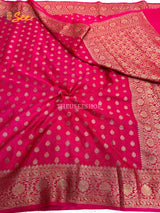 Rani Pink Semi Khaddi Georgette Buti Banarasi Saree