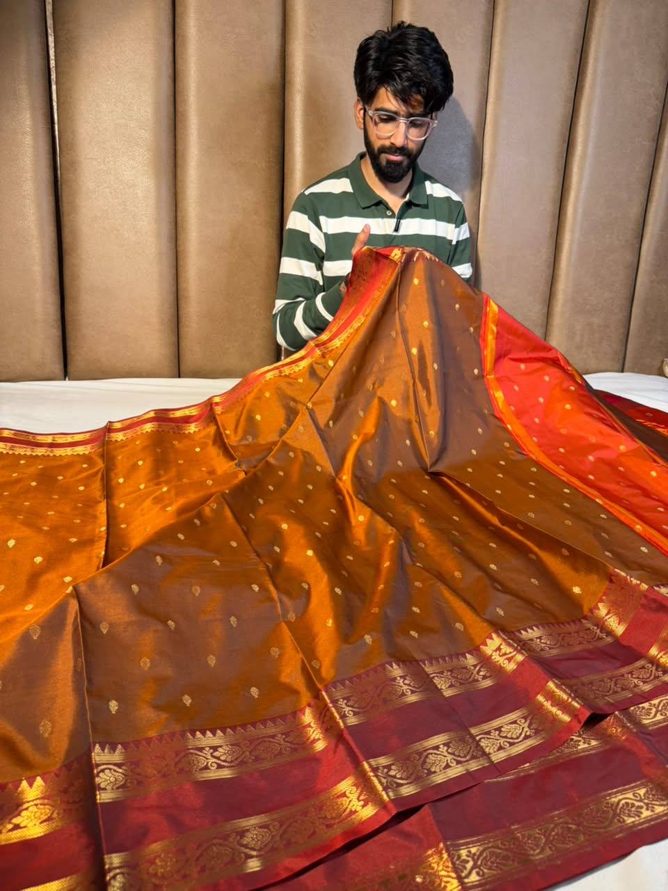 Rusted Coffee Traditional Banarasi Silk Saree