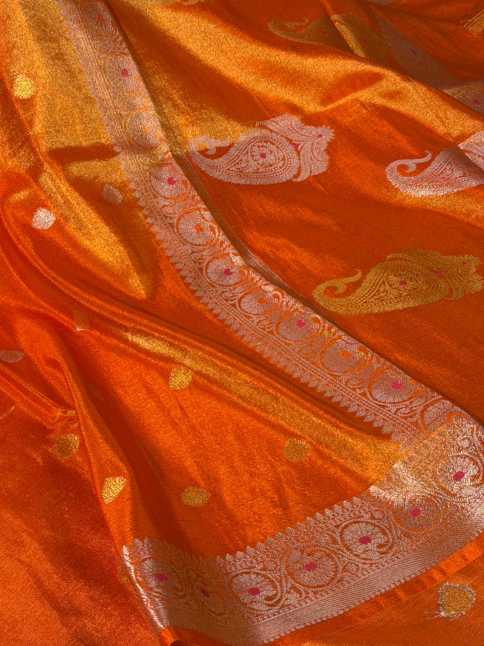 Khaddi Buti Weave Breathable Soft Tissue Saree