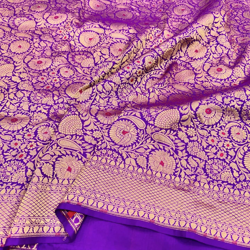 Light Purple Colour Shade Pure Katan Saree