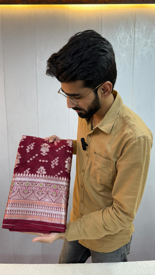 Maroon Colour Warm Silk Banarasi Saree