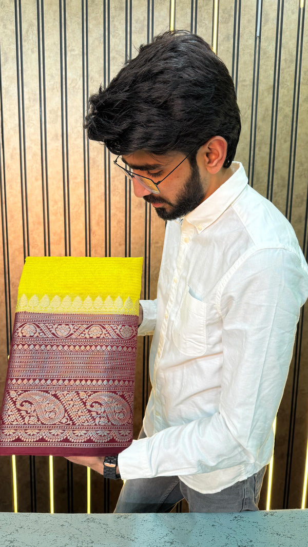 Yellow Colour Warm Silk Banarasi Saree