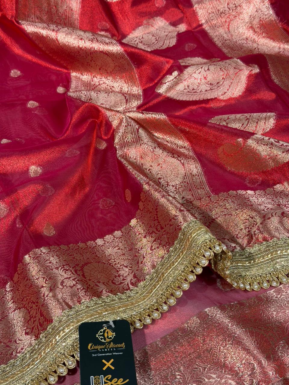 Eccentric Shade Kora Tissue Silk Designer Banarasi Saree