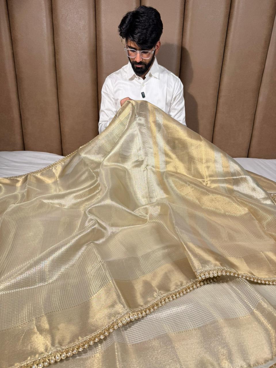 Water Zari brocade Weave Kanjivaram Tissue Saree