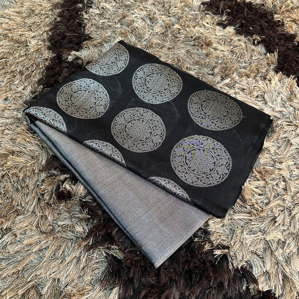 Black Tissue Silk Jacquard Border Saree